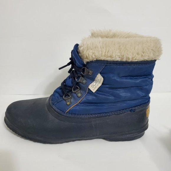 Vintage Sorel Tromper Snow Boots blue black wool - Picture 7 of 11
